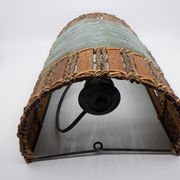 Paire d'applique en bois et lamelles de verre