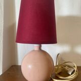 Pair of antique de schuytener opaline pink ball vintage bedside lamps