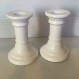 Pair of white earthenware candle holders