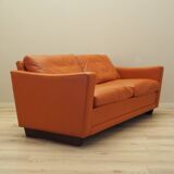 Orange leather sofa, Danish design, 1970s, production: Denmark