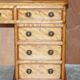 Antique desk by James Winter & Sons London in satin wood and leather.