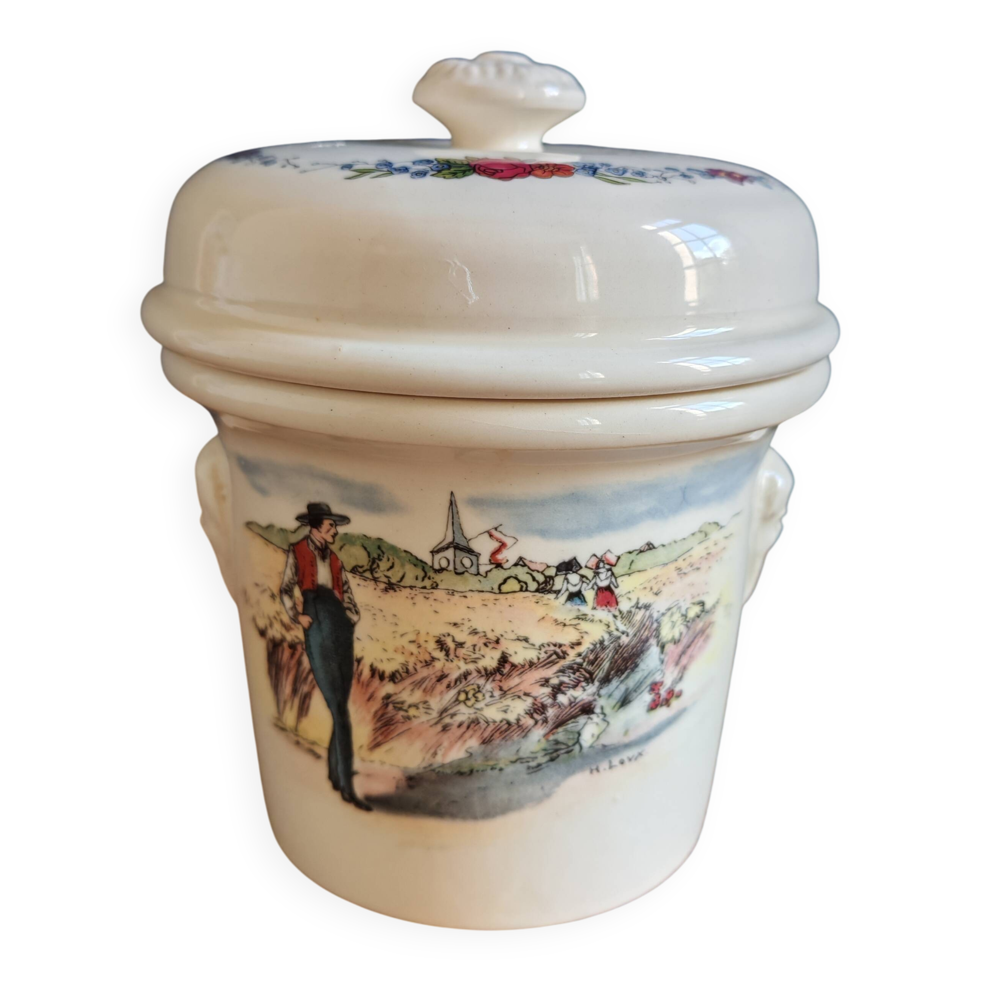 Old-Fashioned Foie Gras Terrine SARREGUEMINES Simplex - Decorated with Alsatian Scenes