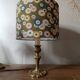 brass table lamp | khaki lampshade with multicoloured daisies