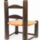 Chaise basse paillée, dite chaise de cheminée style brutaliste