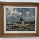 Ancien tableau HP paysage breton signé