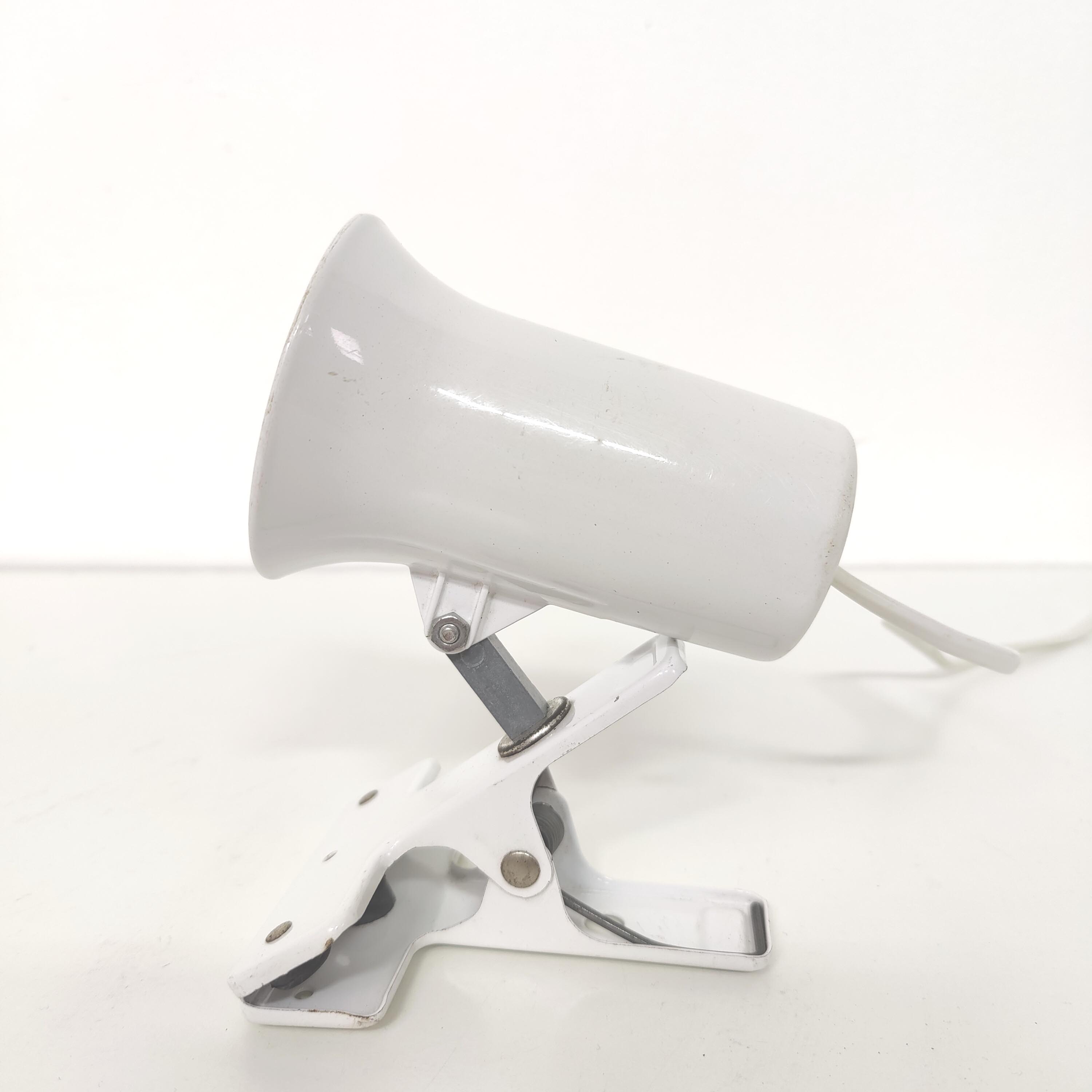 Spot lamp with clip Lita metal white 70s
