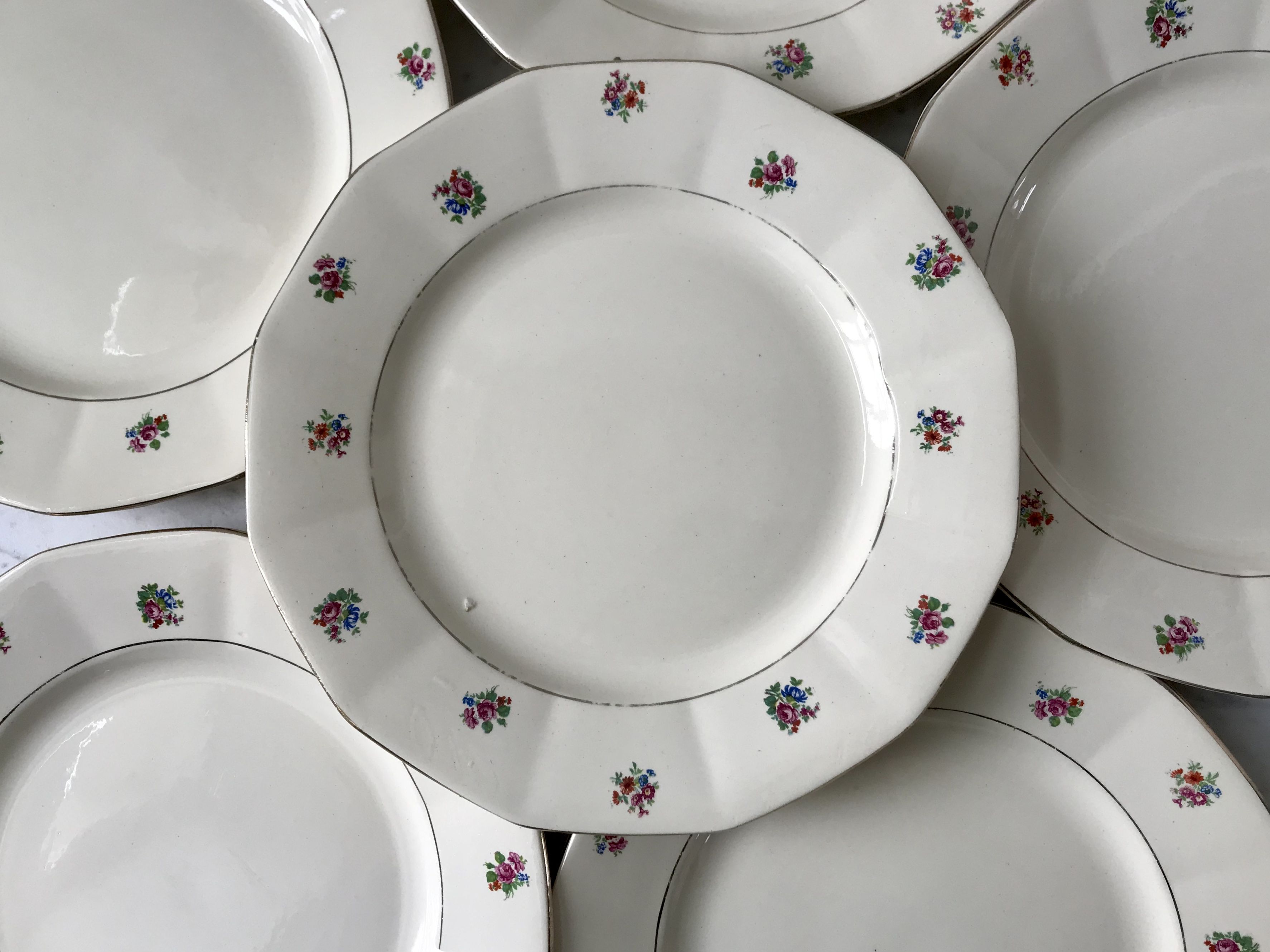 Set of 6 flat plates Digoin Sarreguemines years 40-50