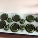 Suite of six green cups with saucers bistro /vintage style 60-70