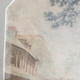 Golden stucco frame with pretty landscape