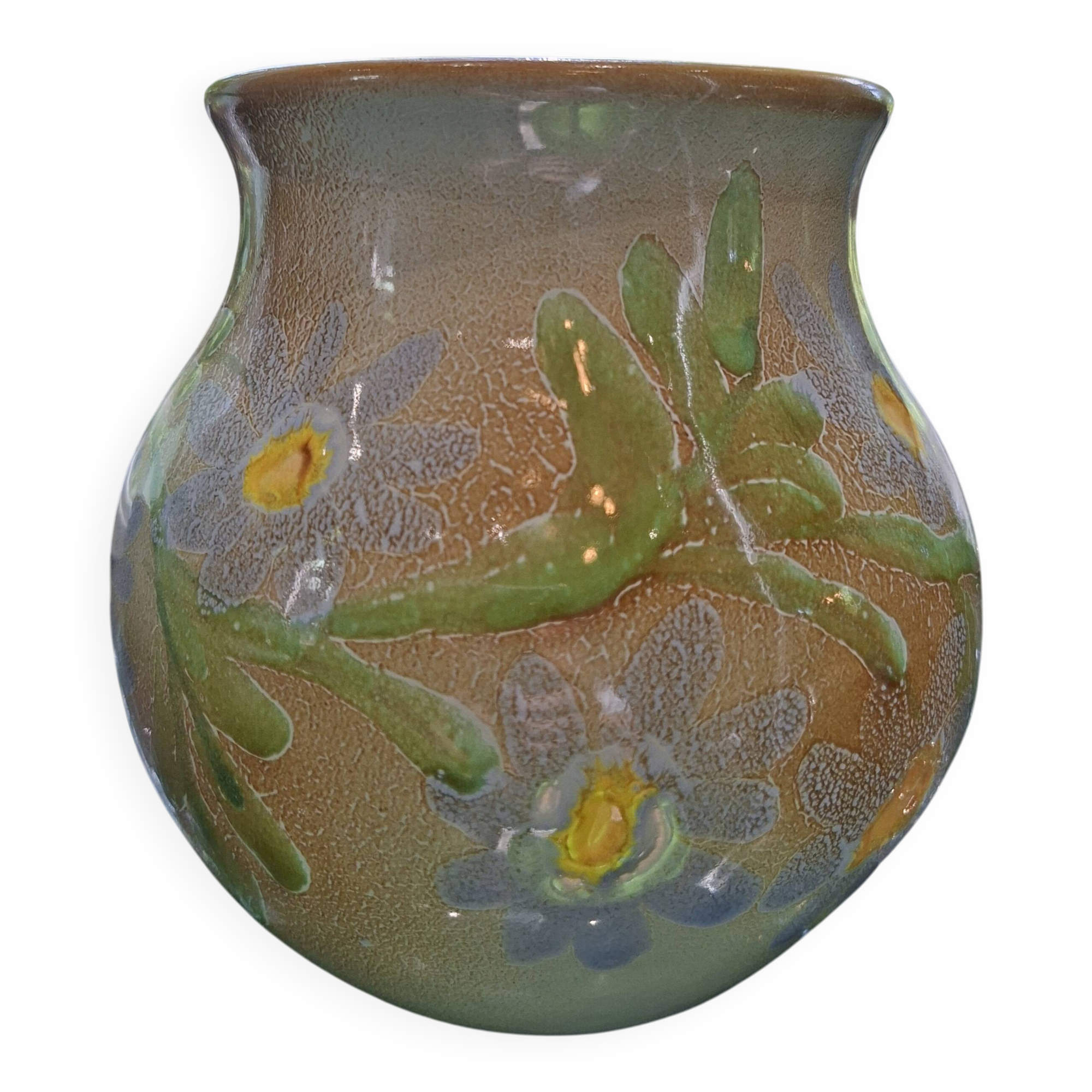 Round vase from the Ricard ceramic workshops. Signed Francine Gal.