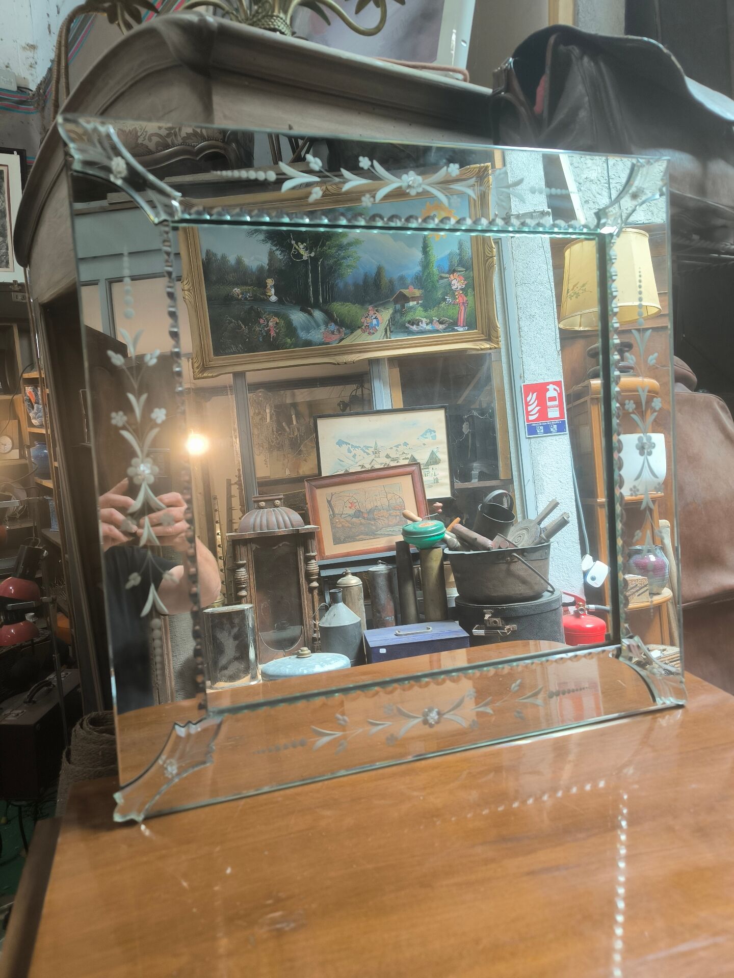 Square Venetian mirror from around 1940.
