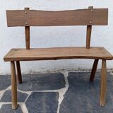 Small brutalist children's bench in elm and oak