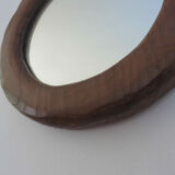 Gouge-cut solid wood mirror, free form, 60s