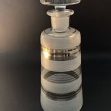 Flacon ancien en verre satiné et décor argenté – Années 1950-60
