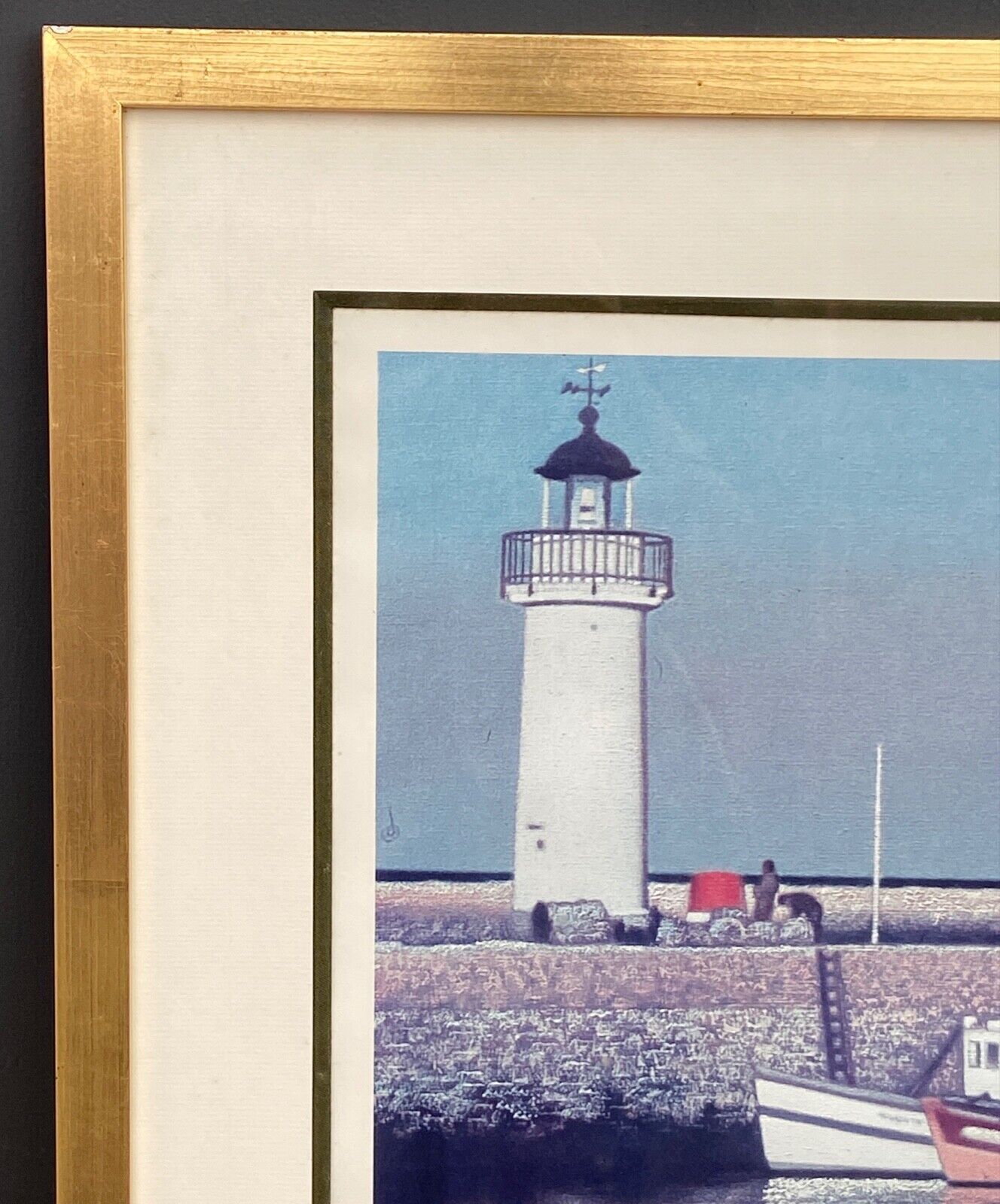 Countersigned lithograph couliou jean yves port de sauzon a belle ile