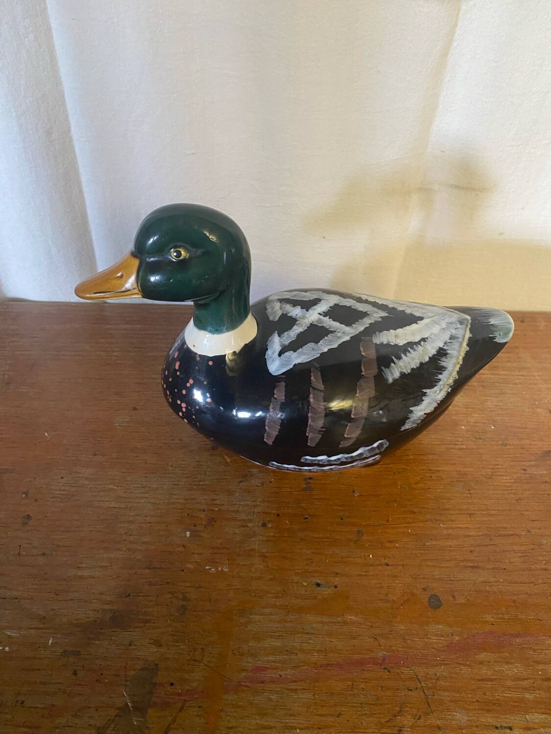 Vintage michel caugant duck-shaped ceramic terrine, france