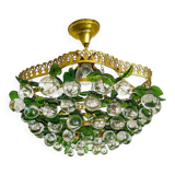 Lustre vintage à feuilles Murano en laiton massif