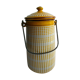 Art Deco milk pot, enamelled sheet as coffee maker, yellow and white signed BB