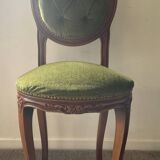 Chaise ancienne en bois et velours capitonné