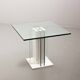 White Marble Italian Square Side Table with Glass Top and Lighting Option