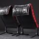 Vintage Siesta armchair and ottoman in black leather with red backrest by Ingmar Relling