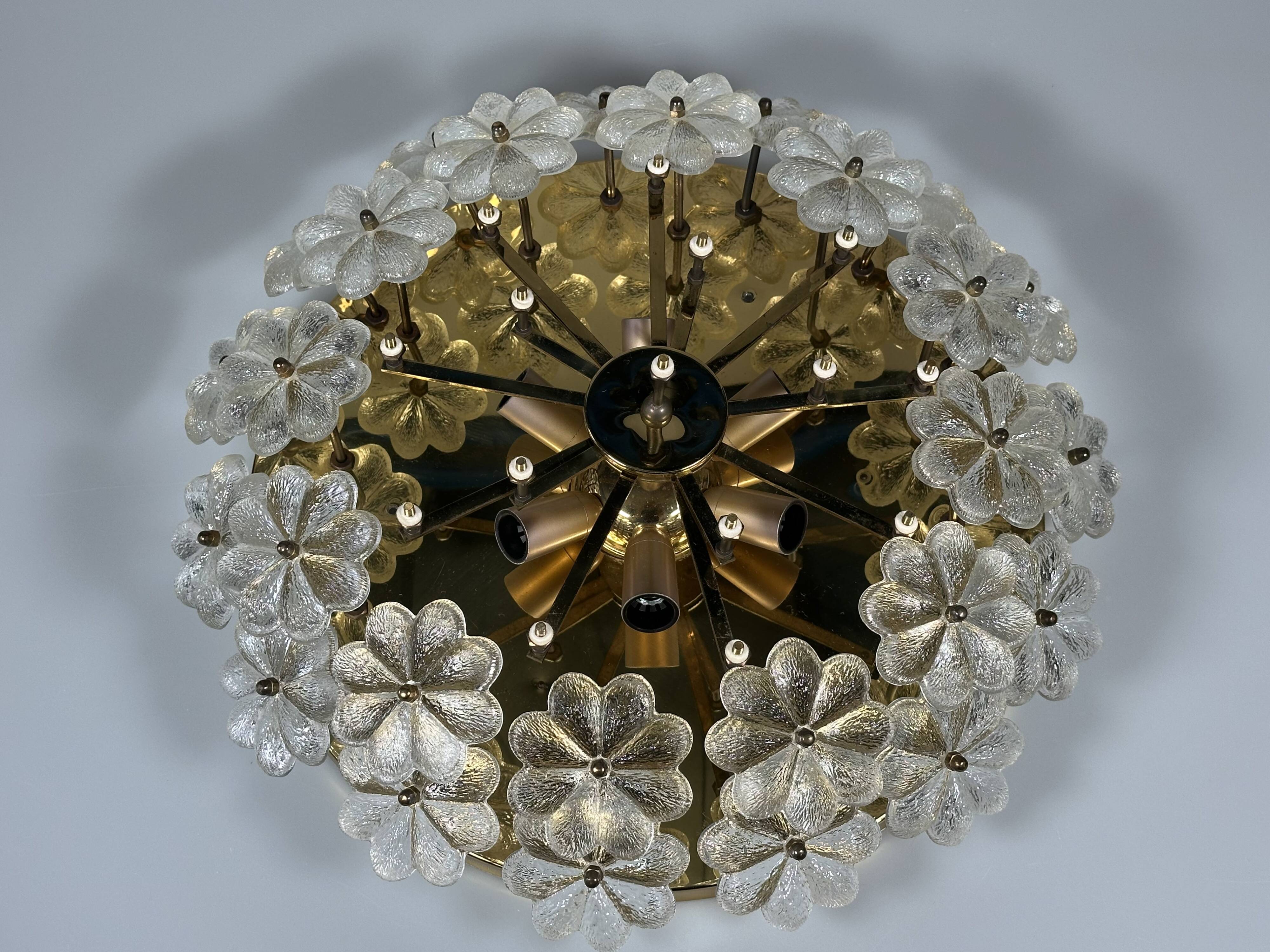 1960s/70s Ceiling Lamp Ernst Palme made of brass and glass, Germany