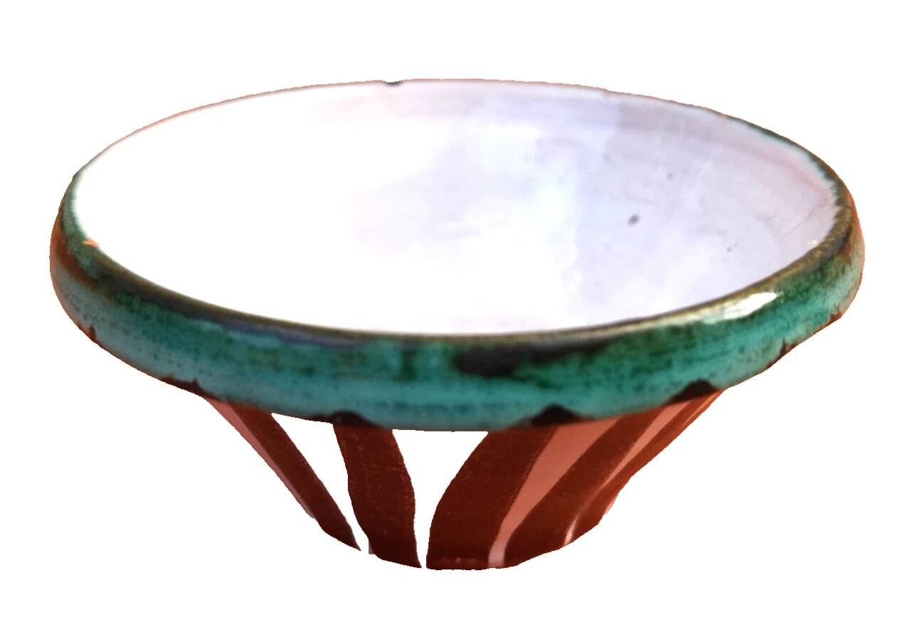 1960s Vallauris glazed ceramic striped bowl