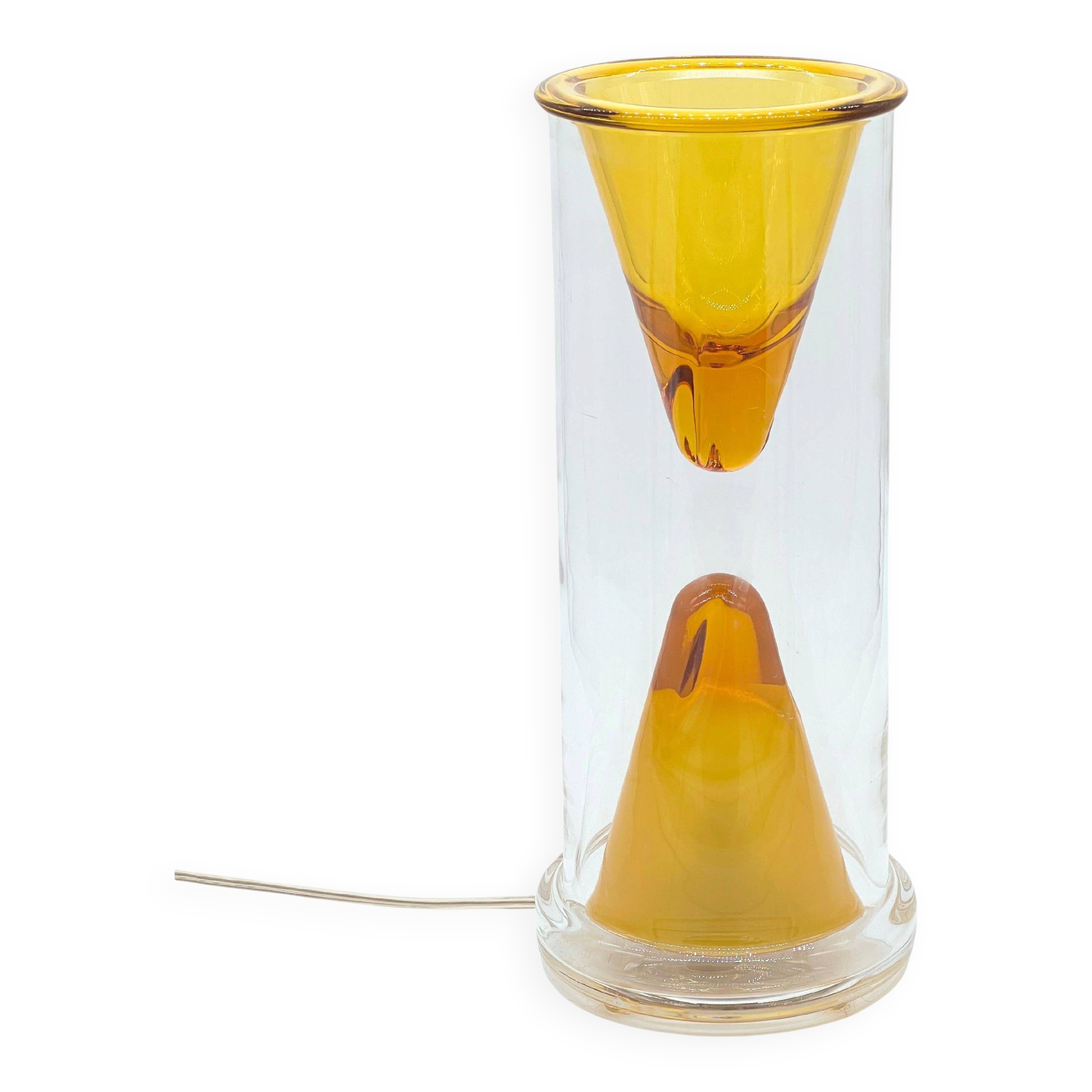 Vintage Oluce Nerolia Table Lamp in Clear and Orange Glass, Italian Design
