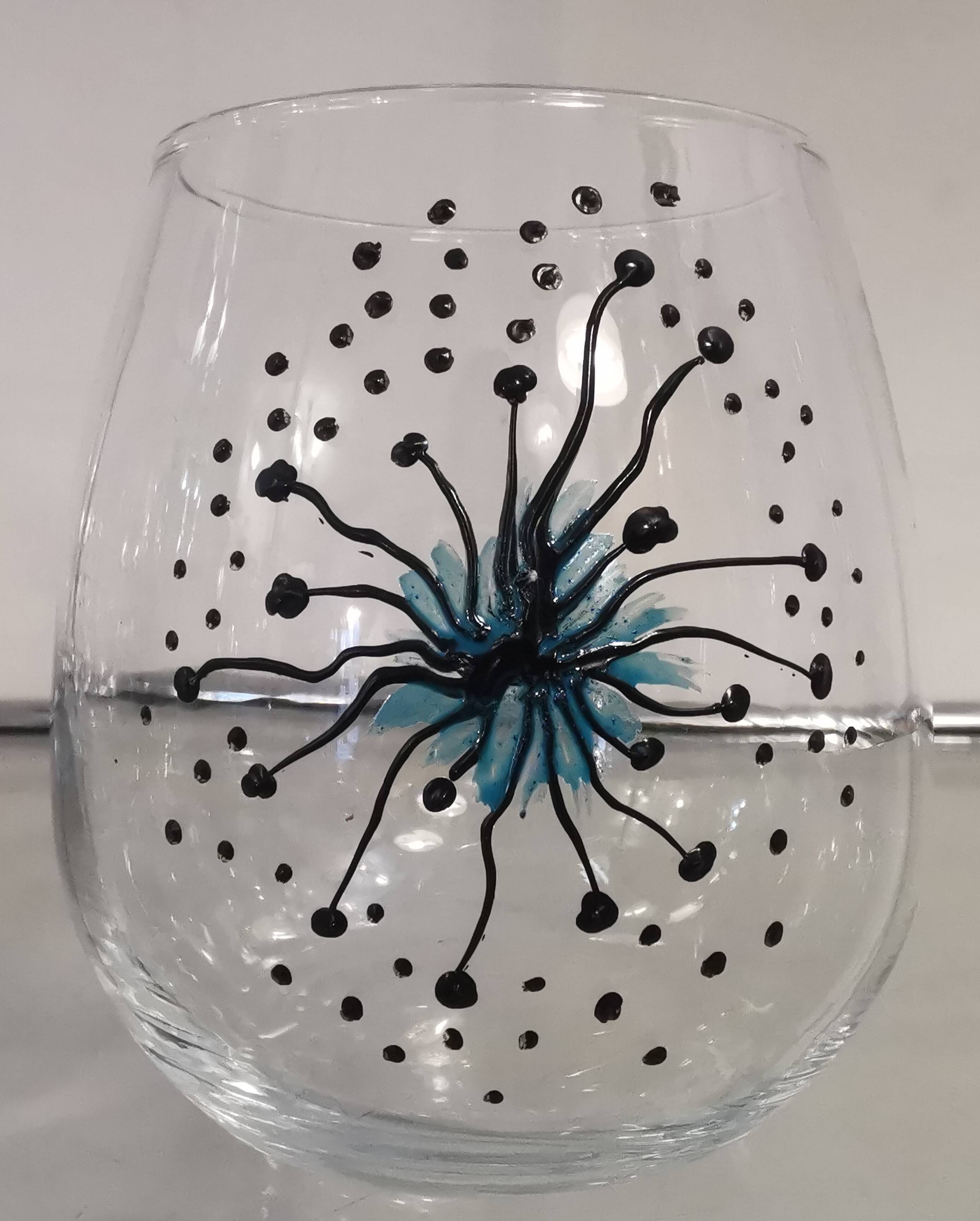 Service of 6 vintage water glasses, handmade decor