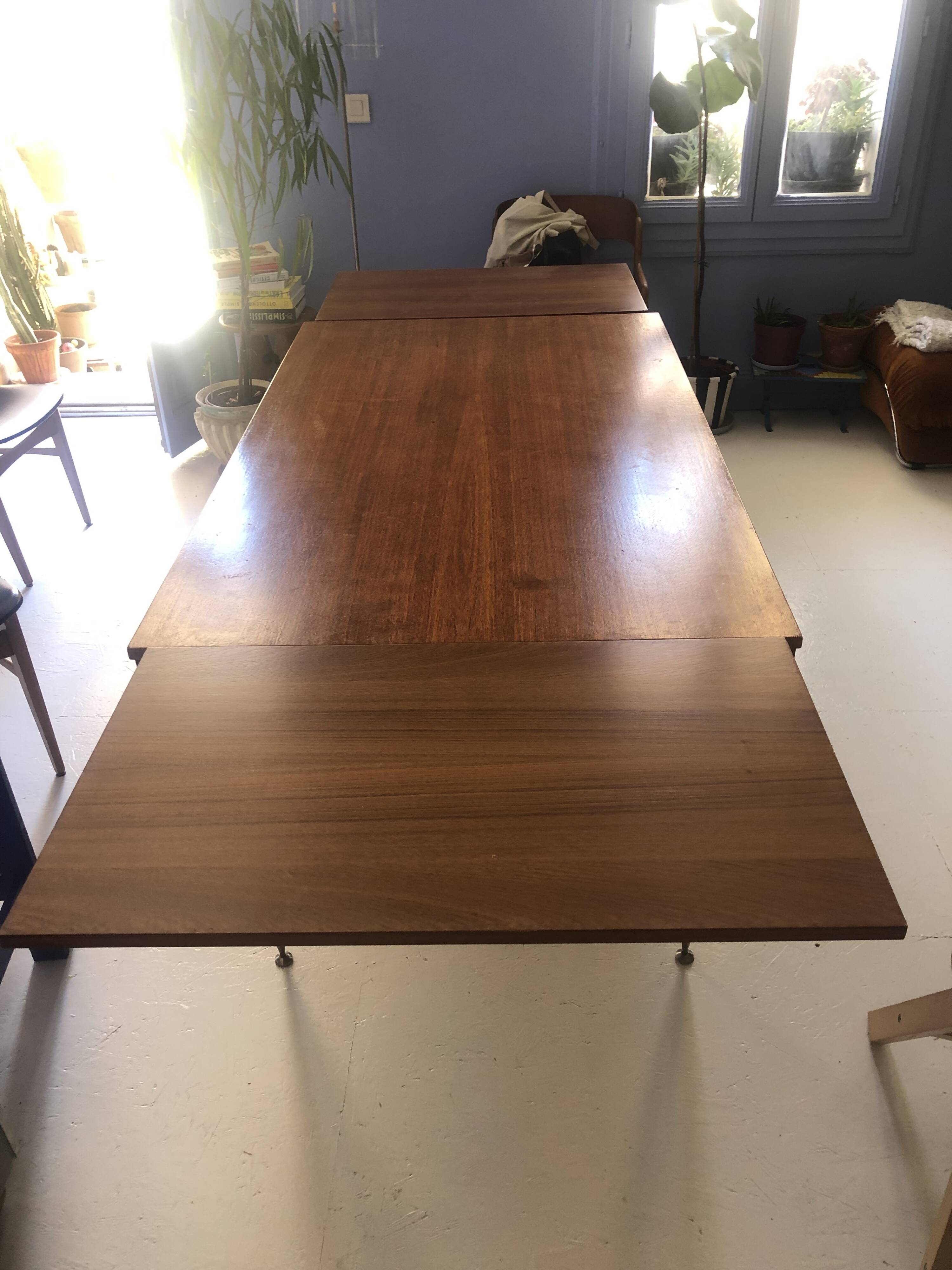 Mid-century Scandinavian dining table (with integrated extensions)