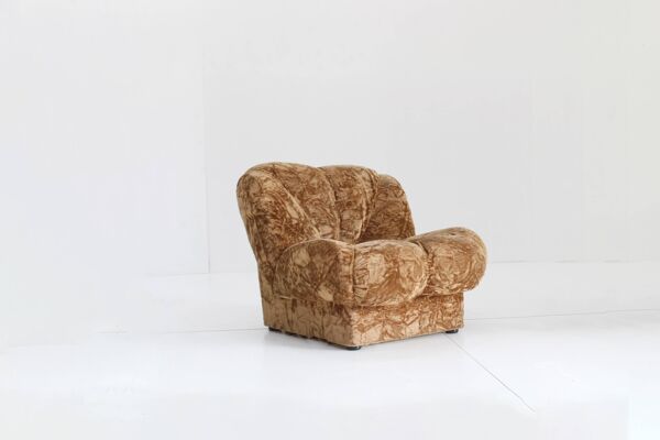 Fauteuil vintage italien en velours des années 1970