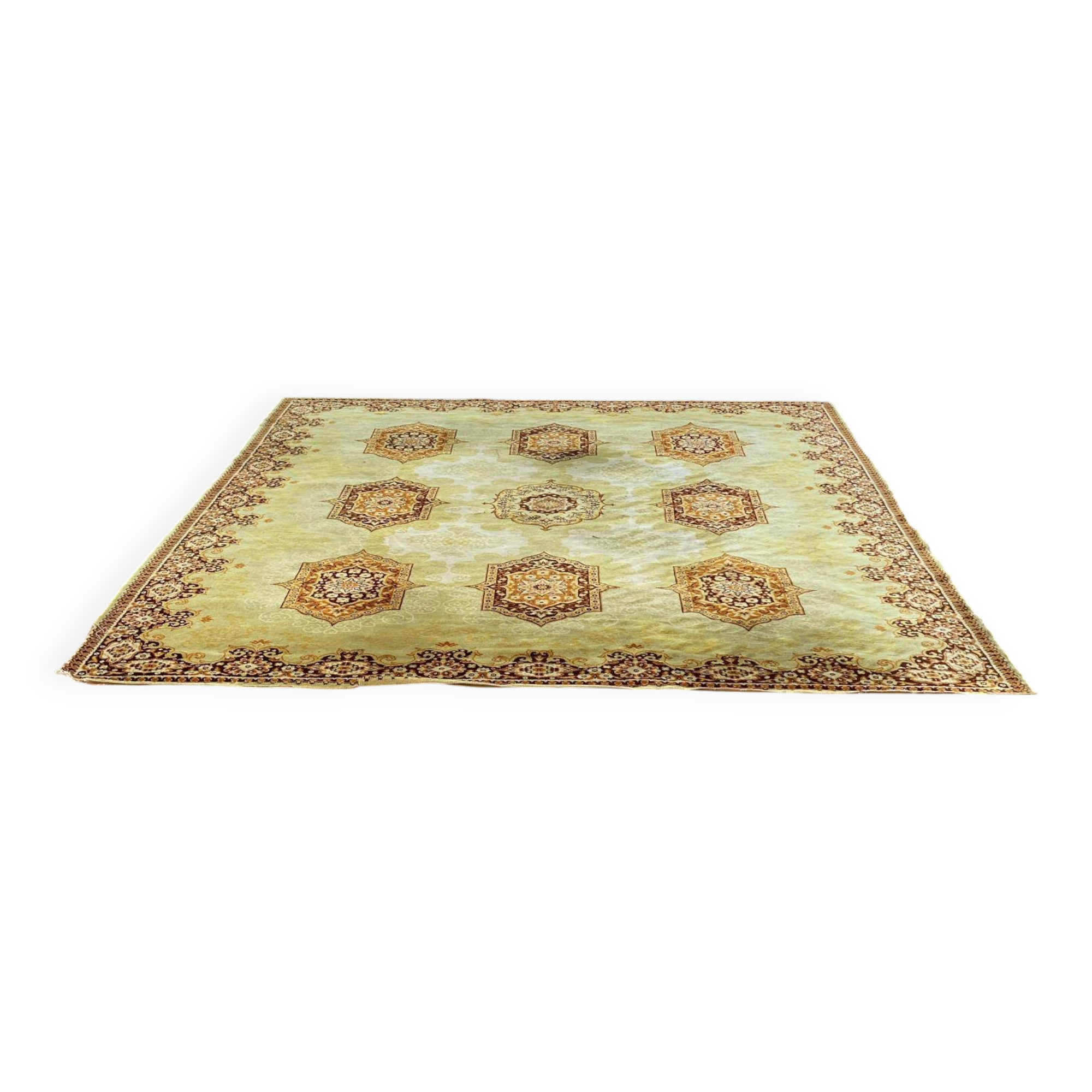 Persian wool rug in mustard velvet 250x350cm