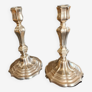 Pair of Regency period bronze candlesticks