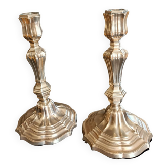 Pair of Regency period bronze candlesticks