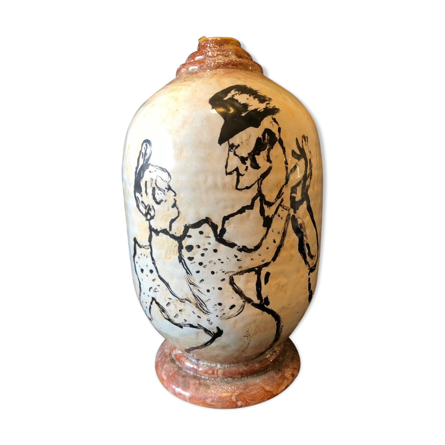 Vase Henri de Toulouse-Lautrec follower La goulue and Valentin le Désossé circa 1950