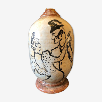 Vase Henri de Toulouse-Lautrec follower La goulue and Valentin le Désossé circa 1950