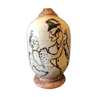 Vase Henri de Toulouse-Lautrec follower La goulue and Valentin le Désossé circa 1950