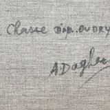 Large hunting painting after Oudry signed Dagher .oil on canvas framed