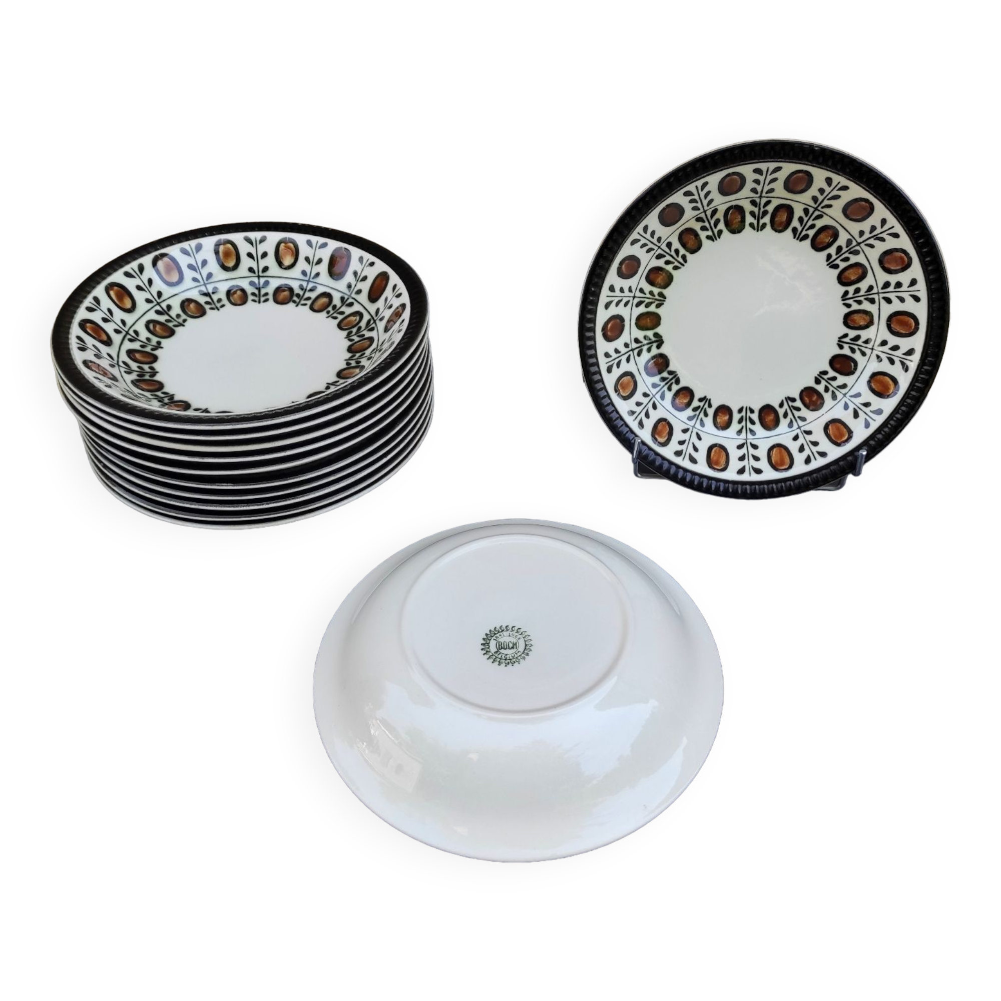 12 hollow plates Boch la Louvière 60s
