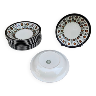 12 hollow plates Boch la Louvière 60s