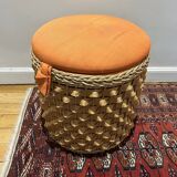 1970 wicker chest pouf