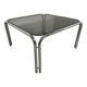 Space coffee table from the 70s, tubular metal and vintage smoked glass