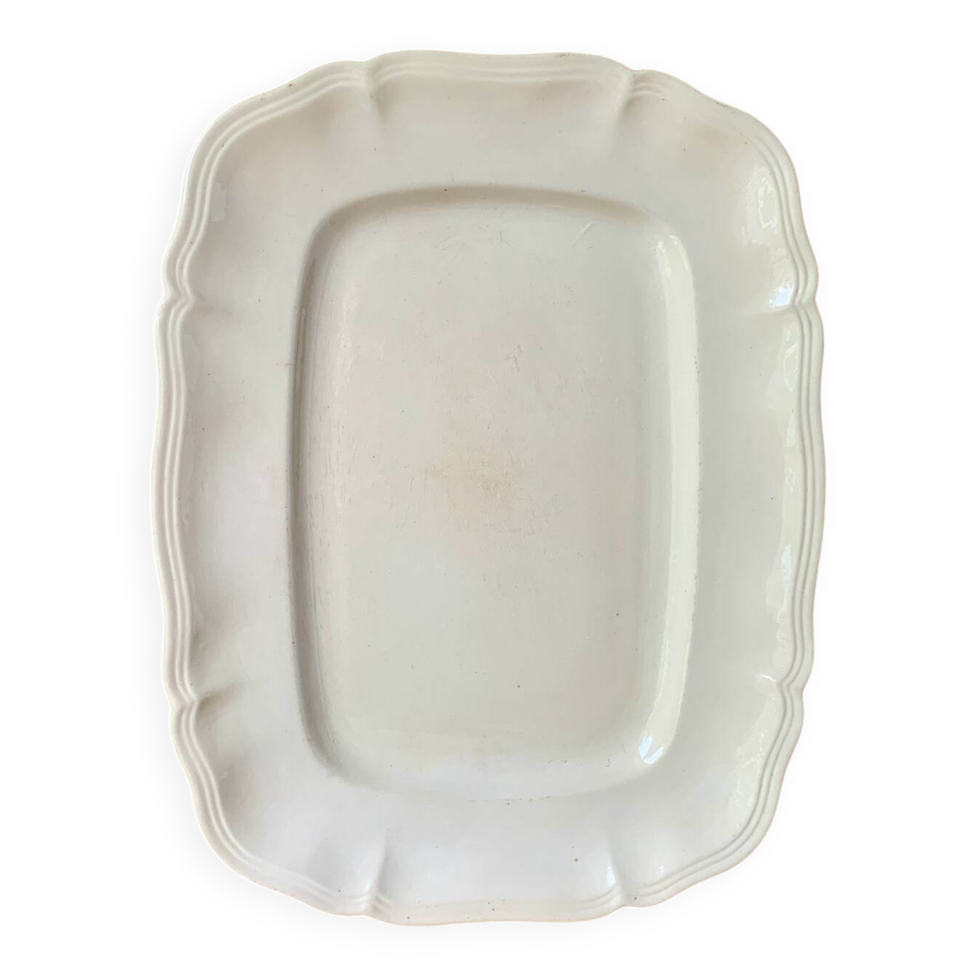 Large antique ivory serving dish from Sarreguemines