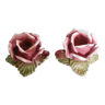 Duo of rose flower candlesticks