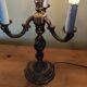 Lampe chandelier 3 feux en bronze style rocaille