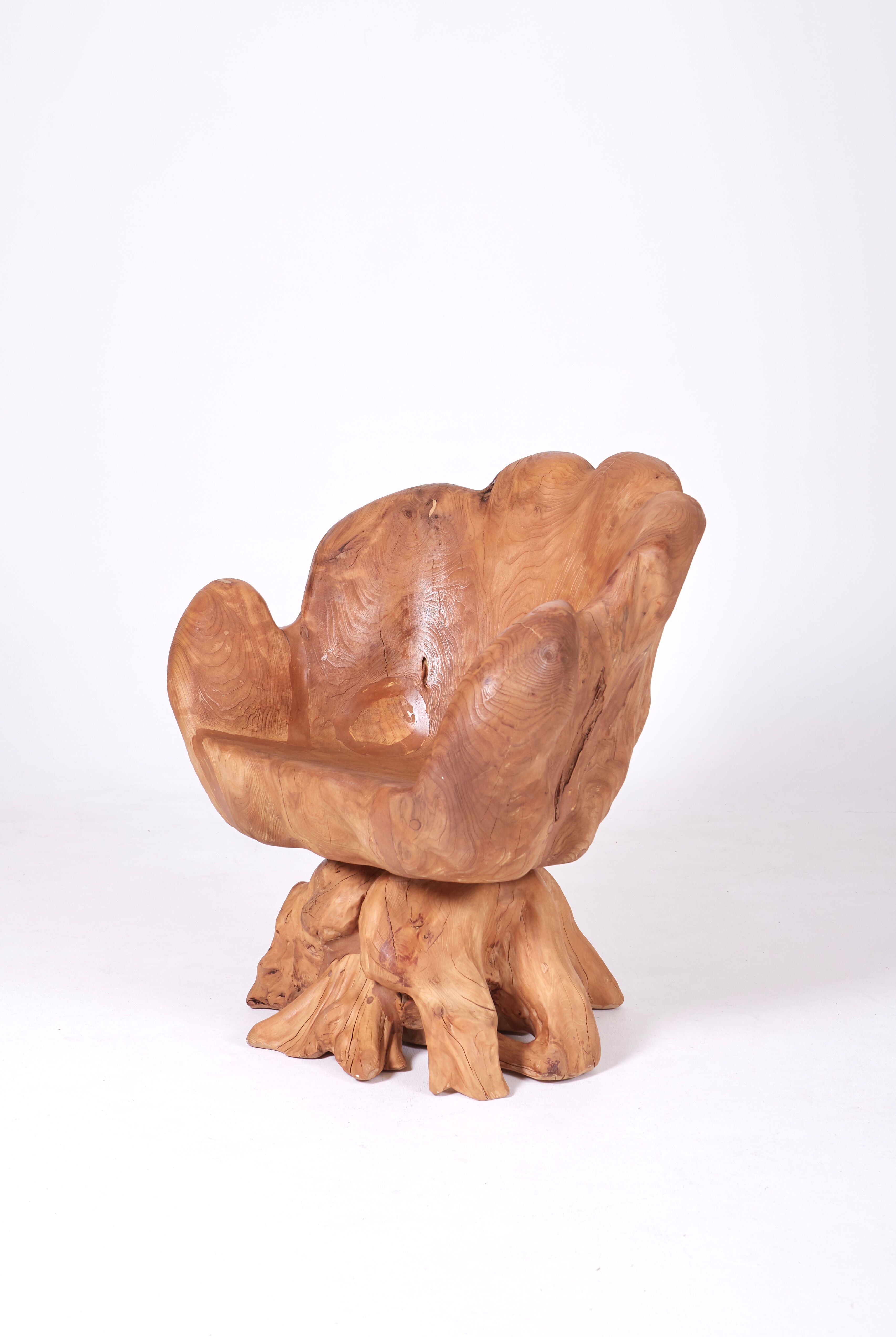 Olive root armchair brutalist design