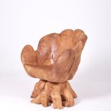 Olive root armchair brutalist design