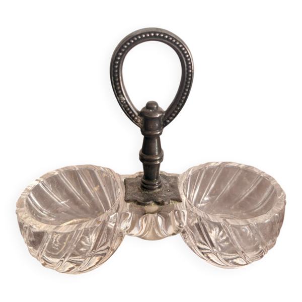 Ancien Porte Condiment Saleron Salière Poivrier Métal Argenté Christofle