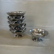 6 antique metal ice cream cups