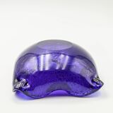Murano ashtray blue glass silver inclusions